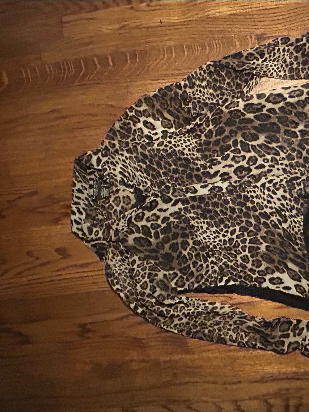 Leopard Print Button-Up Blouse - Brown/Black
